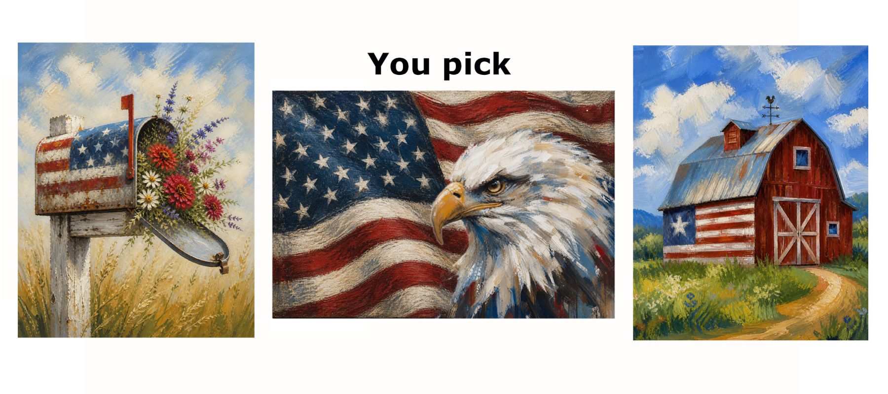 acrylic painting of eagle and flag for patriotic class