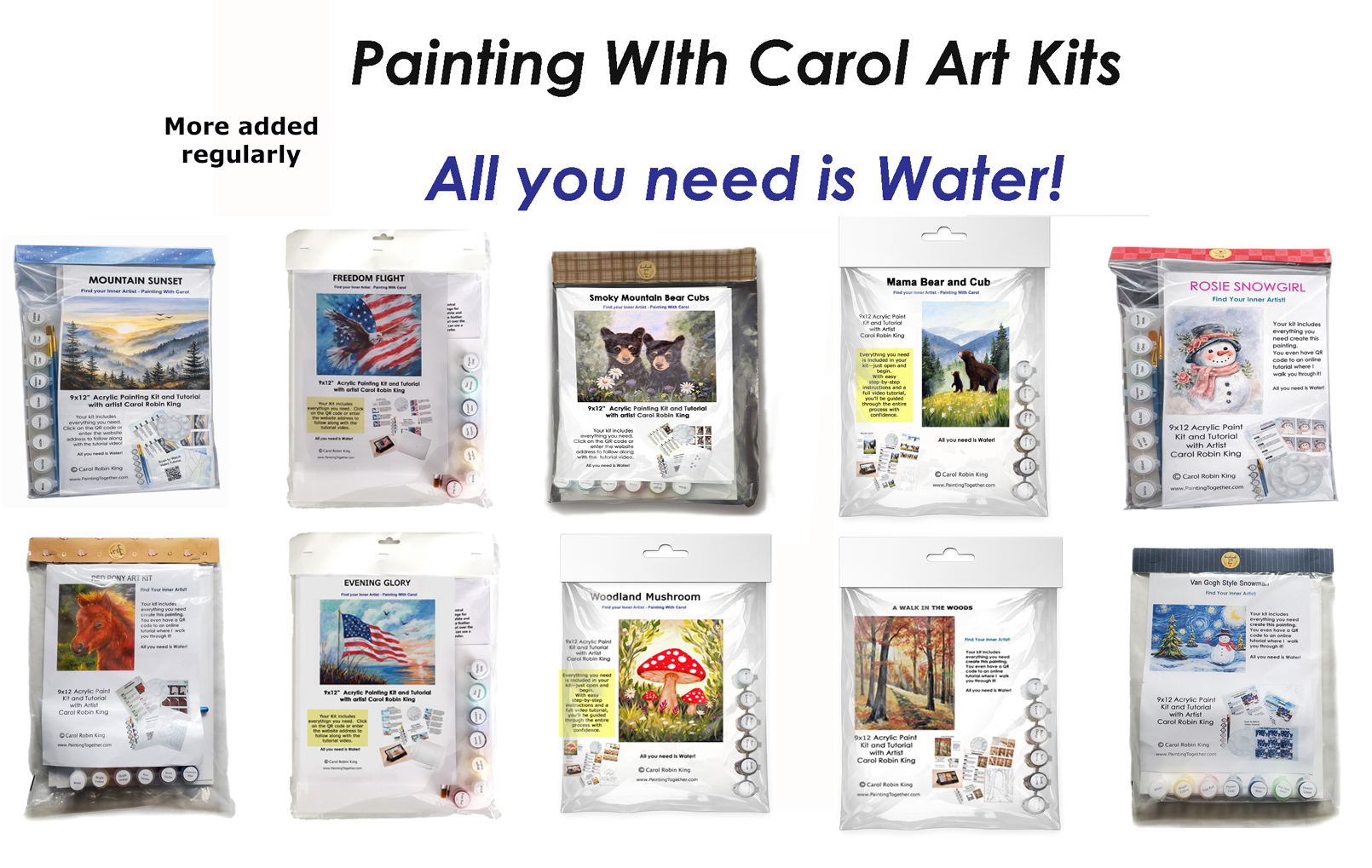 image of acrylic art kits in bags ready to buy